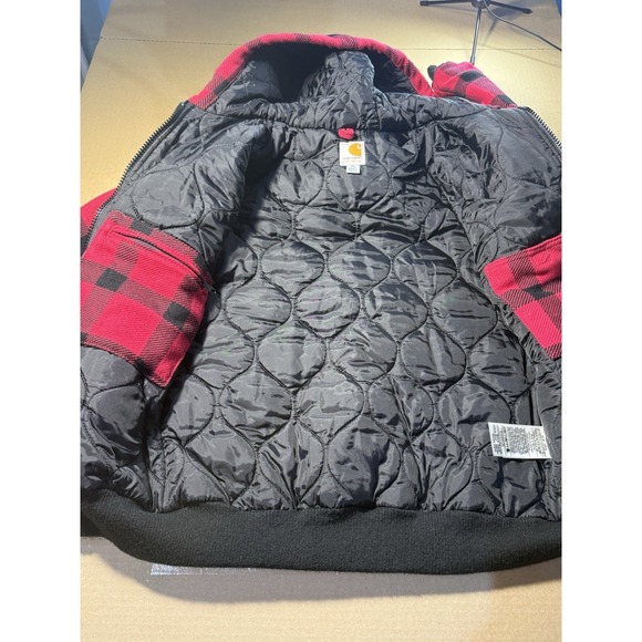 VTG Carhartt Active Jacket Bomber Coat Plaid hooded jacket LADIES Medium - Picture 7 of 11